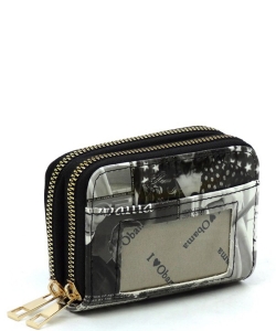 Magazine Cover Collage Card Holder Wallet OA014 GRAY BLACK